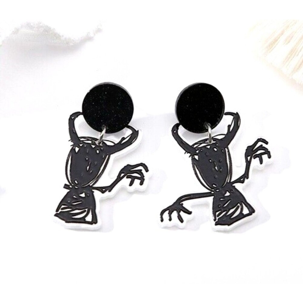 Halloween Earrings Little Devil Acrylic Stud Eccentric Party Costume - 1.75" L